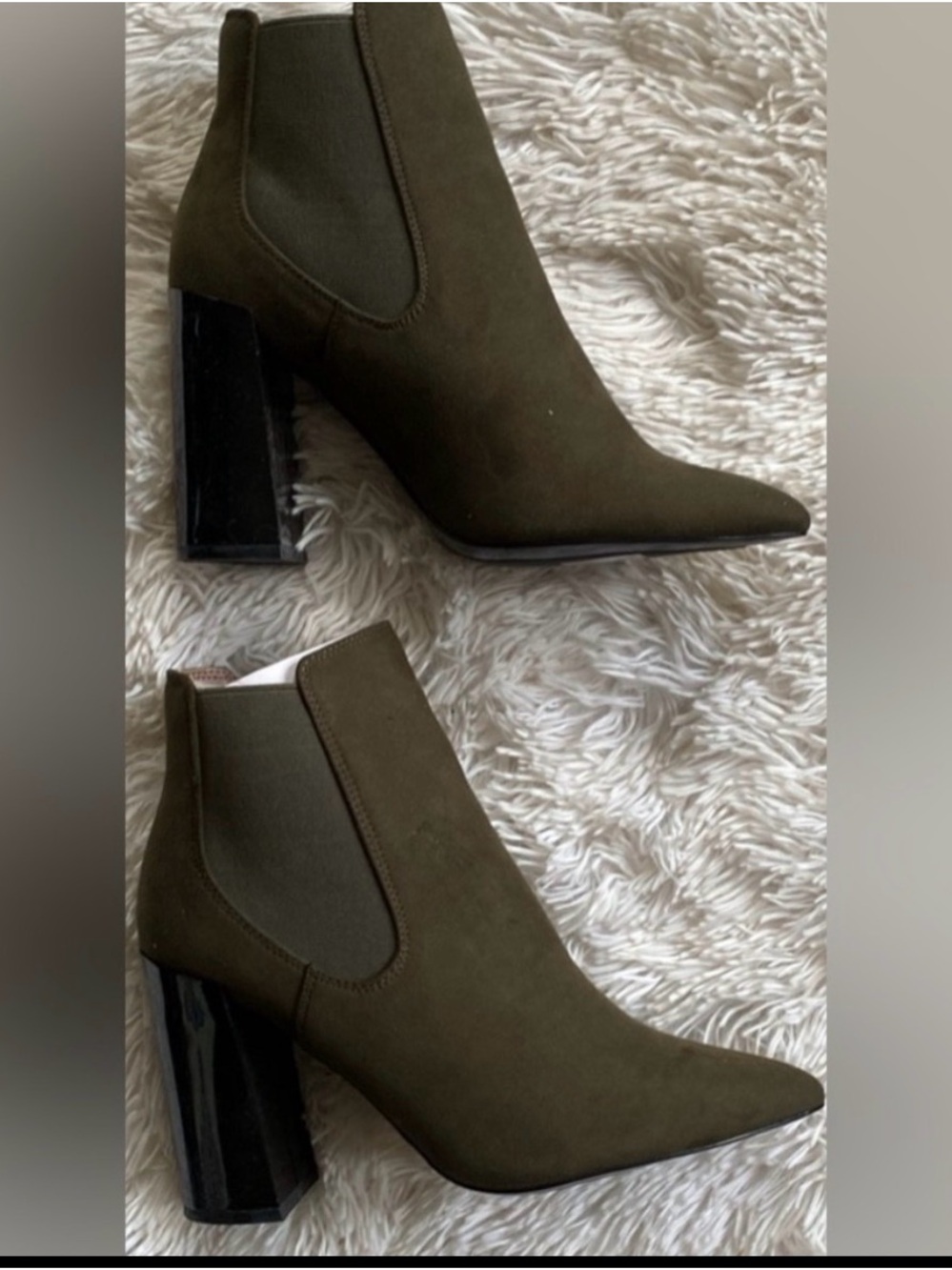 Matt & Nat Olive Suede Chelsea Ankle Boot with Block Heel